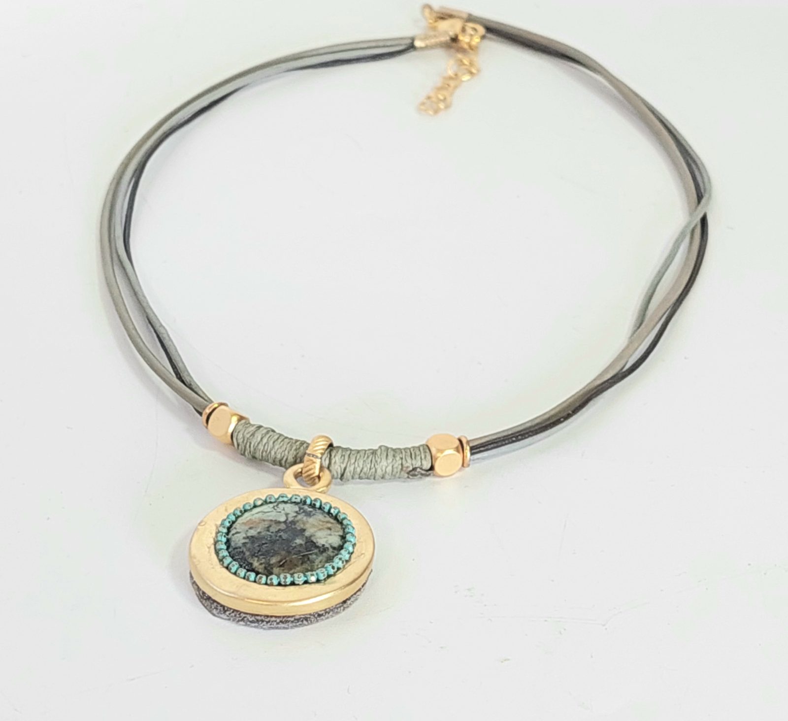 שרשרת תליון זהב ואבן טורקיז אפריקאי. – תמונה 5